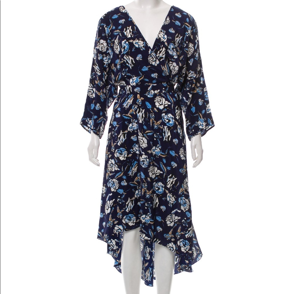 Diane von Furstenberg Blue Flowered Kimono Dress